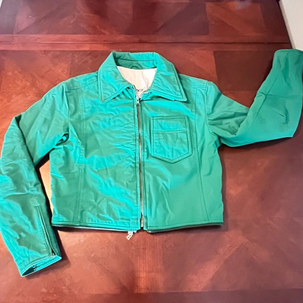 Bogner Womens Vintage Green Zip-Up Jacket Withโ Pocket & White Lining